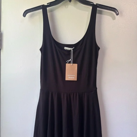 Reformation Rou Knit Black Midi Dress